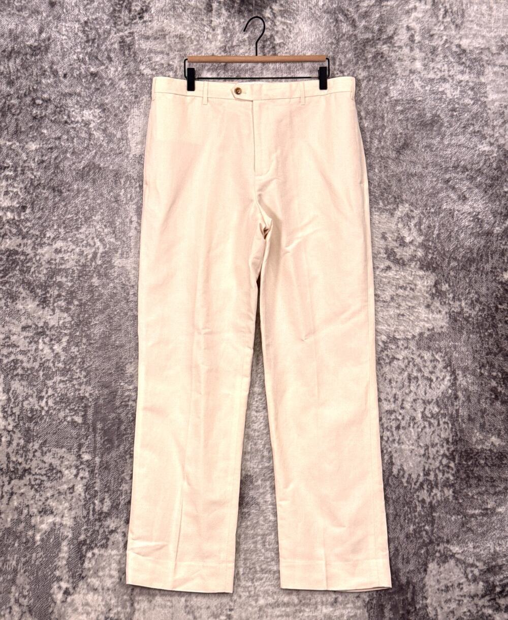 New J Peterman Silk Linen Trouser Pants 36 x 32 Men Cream Straight Quiet Luxury
